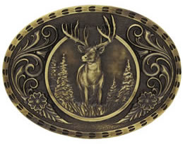 Elk buckle facing front in brass